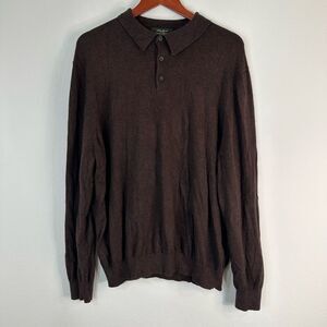 Eddie Bauer Cotton Cashmere Brown Quarter Button Sweater Men’s XL Casual Cozy